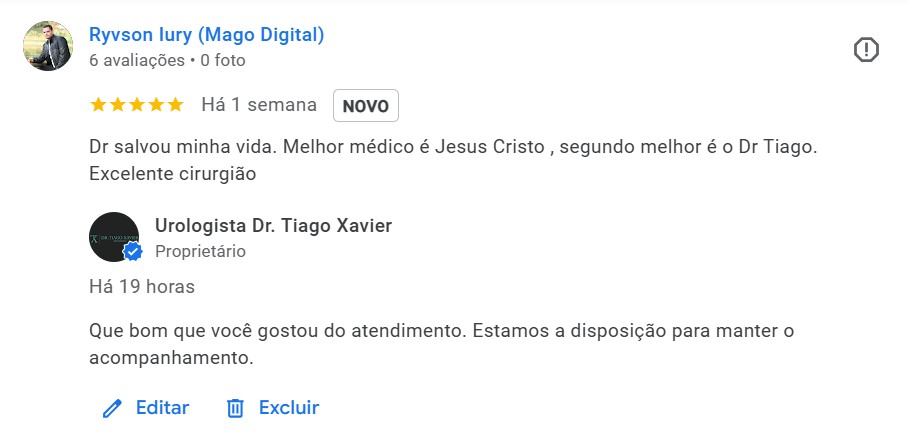 Avaliações de pacientes